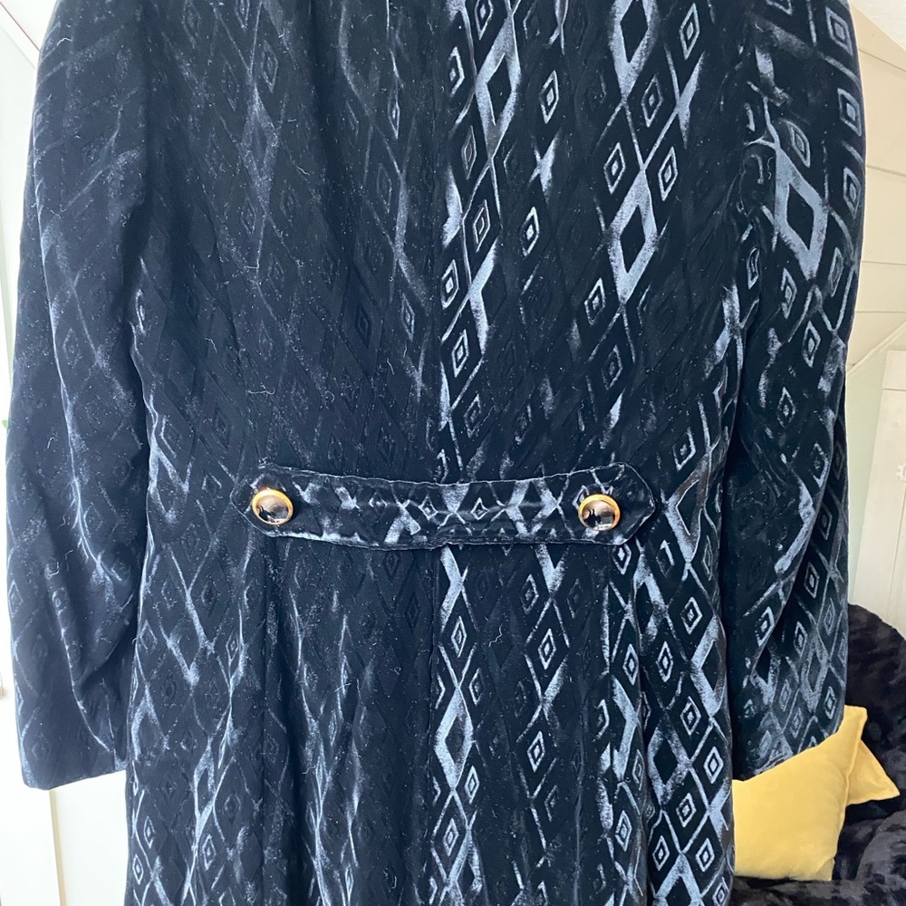 Vintage Count Romi Double Breasted Black Velvet Full Length Coat Size 10 - Picture 6 of 14